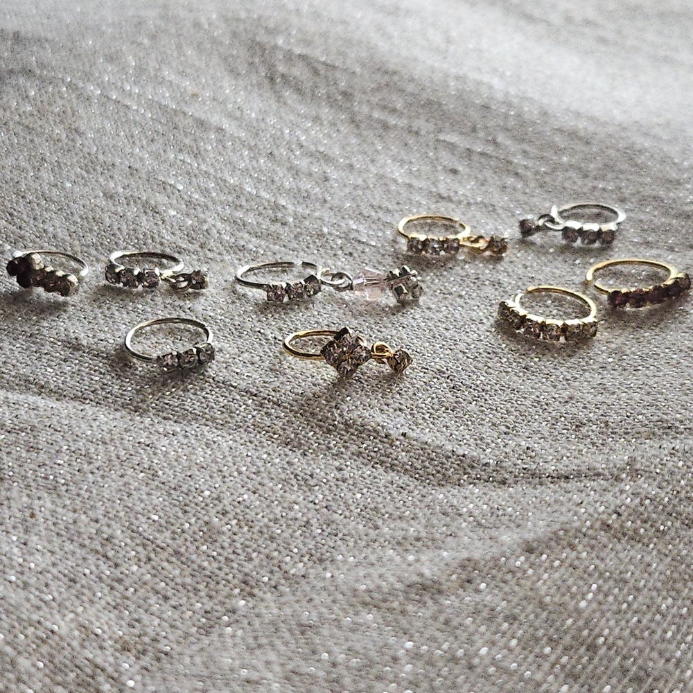 Mixed Gold and Silver Crystal Stackable Rings - Women Jewelry
